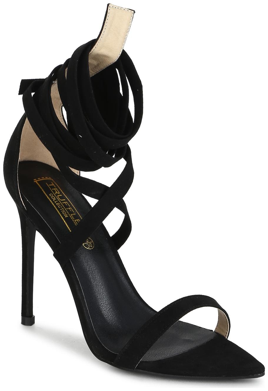 

Truffle Collection Black Micro Lace-up Stiletto Heels