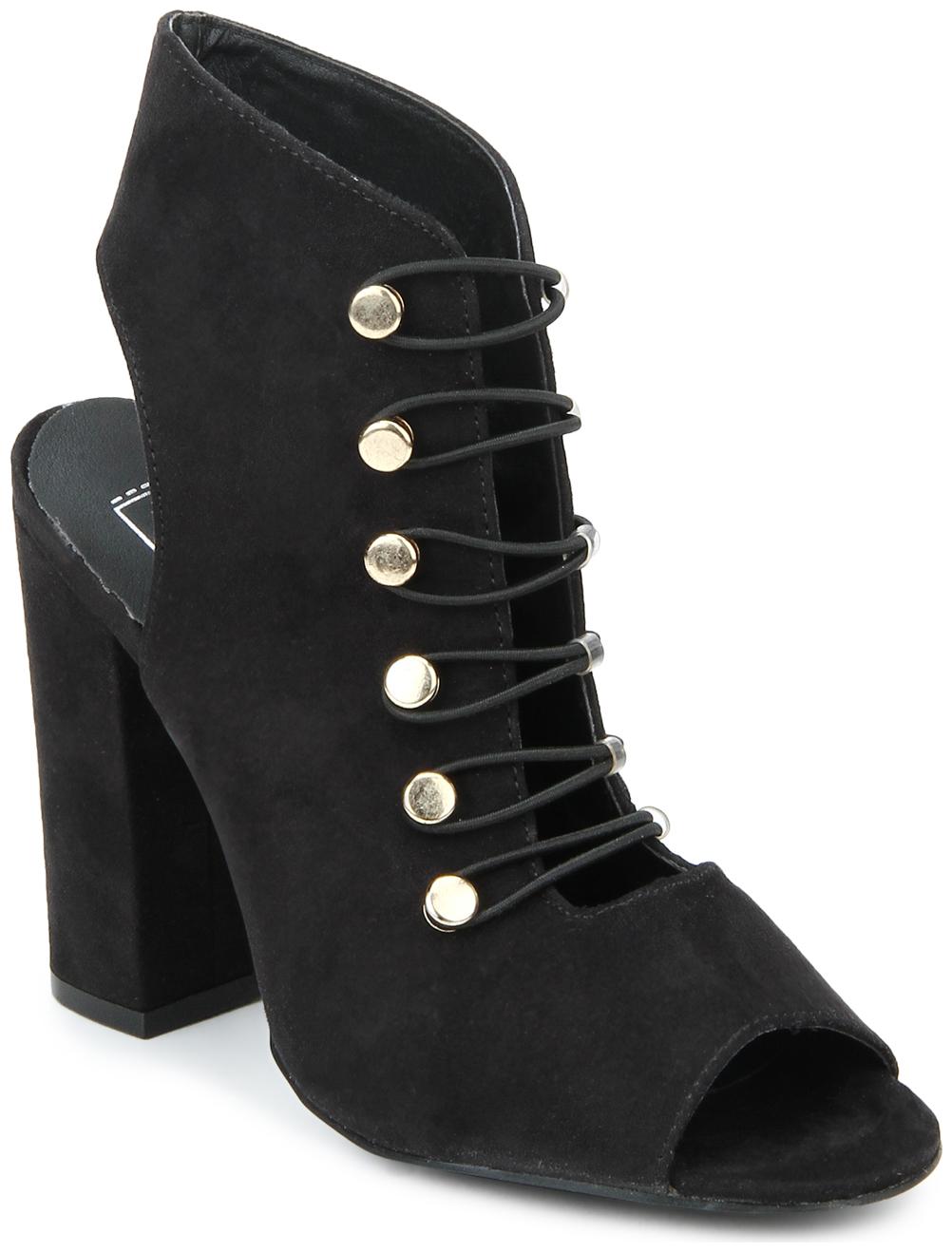 

Truffle Collection Black Micro Lace-up Peep Toe Block Heels