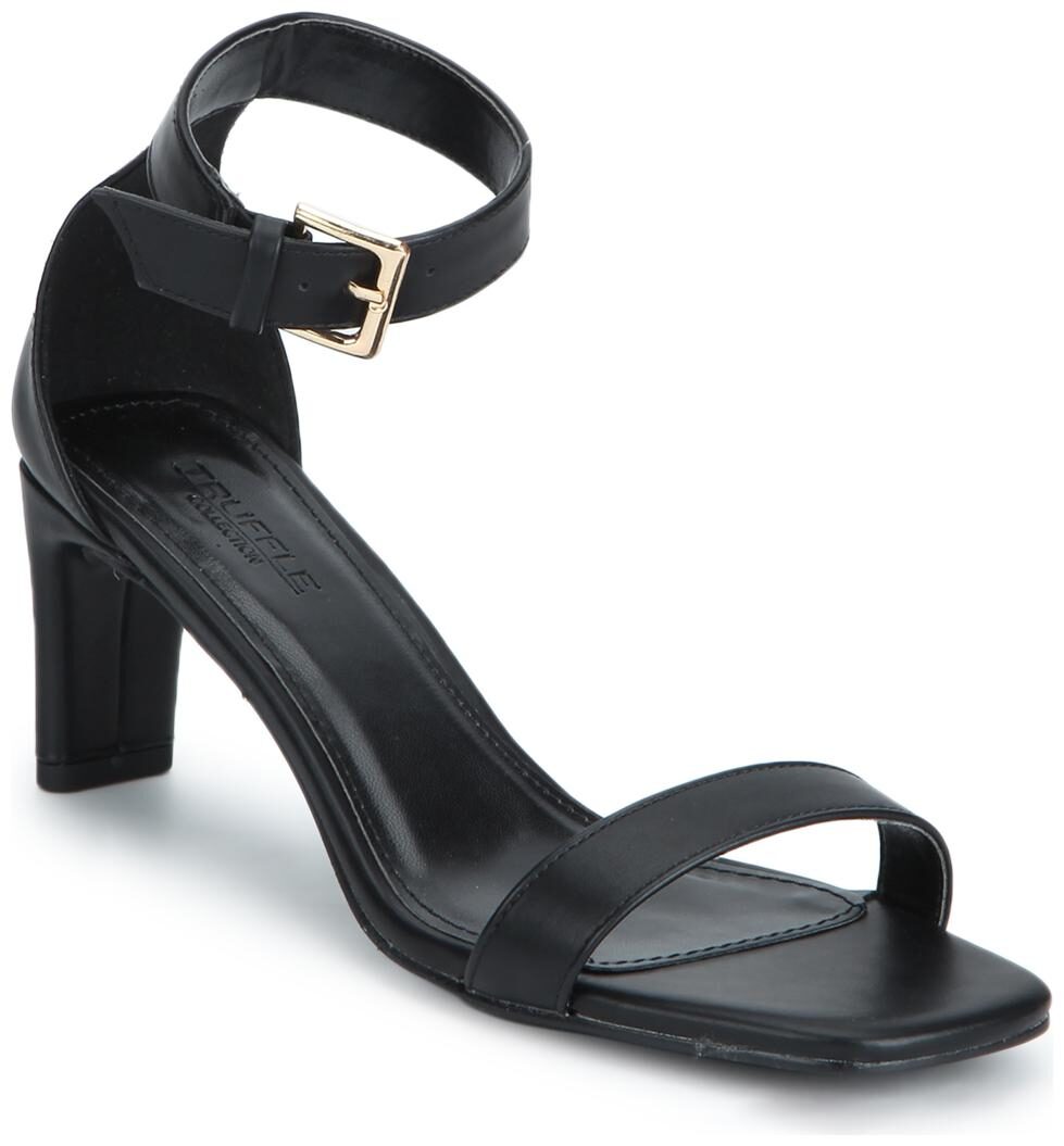 

Black PU Ankle Strap Low Slim Block Heels