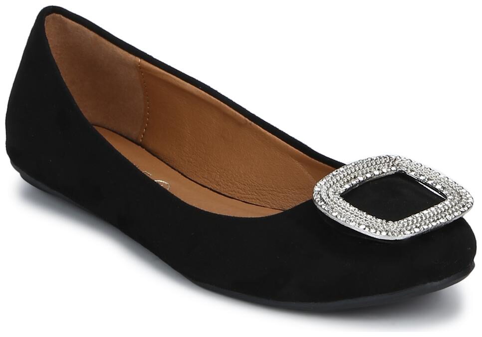 

Black PU Brooch Belly Flats
