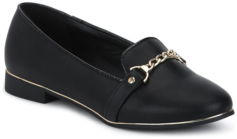 

Black PU Chained Belly Flats