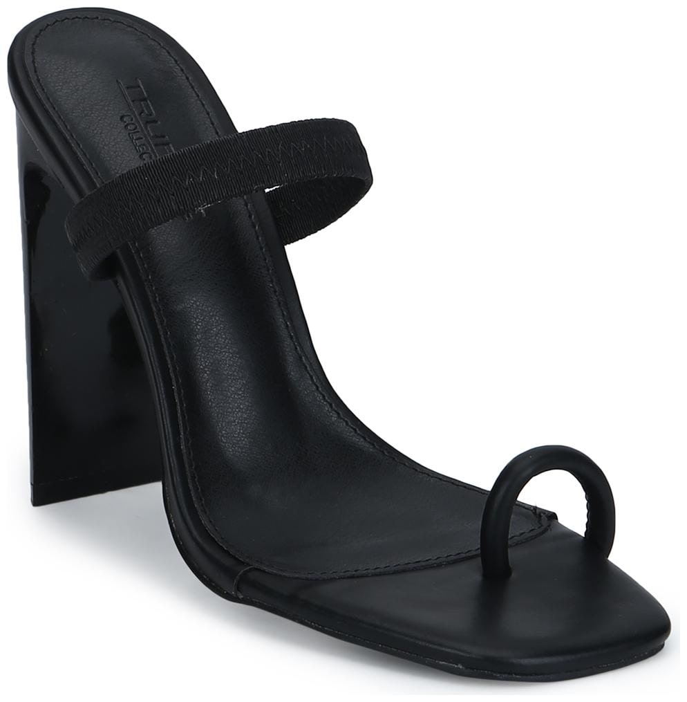 

Black PU Slip-On Slim Block Heels