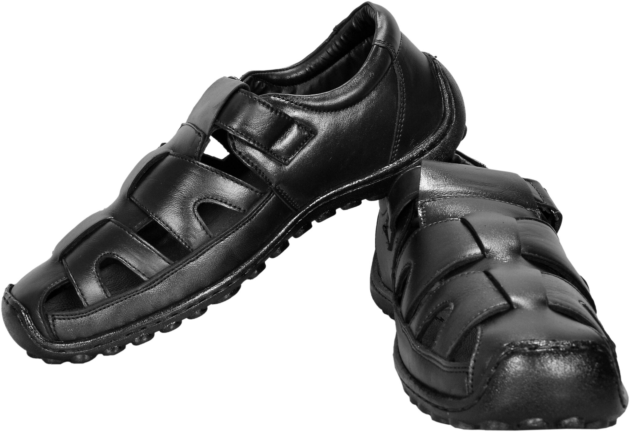 

BRIGHT HORSE Men Black Shoe-Style Sandals