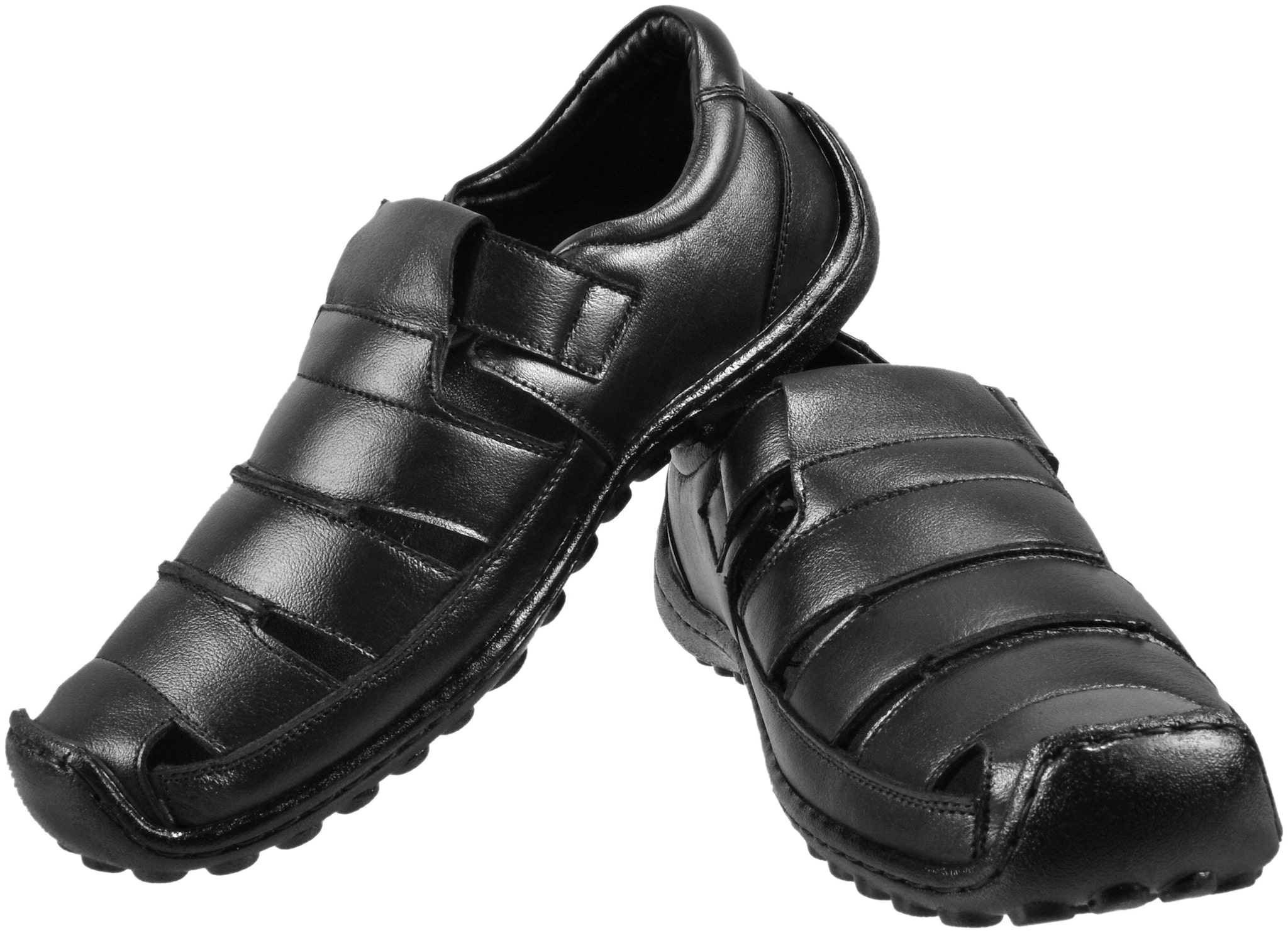 

BRIGHT HORSE Men Black Shoe-Style Sandals