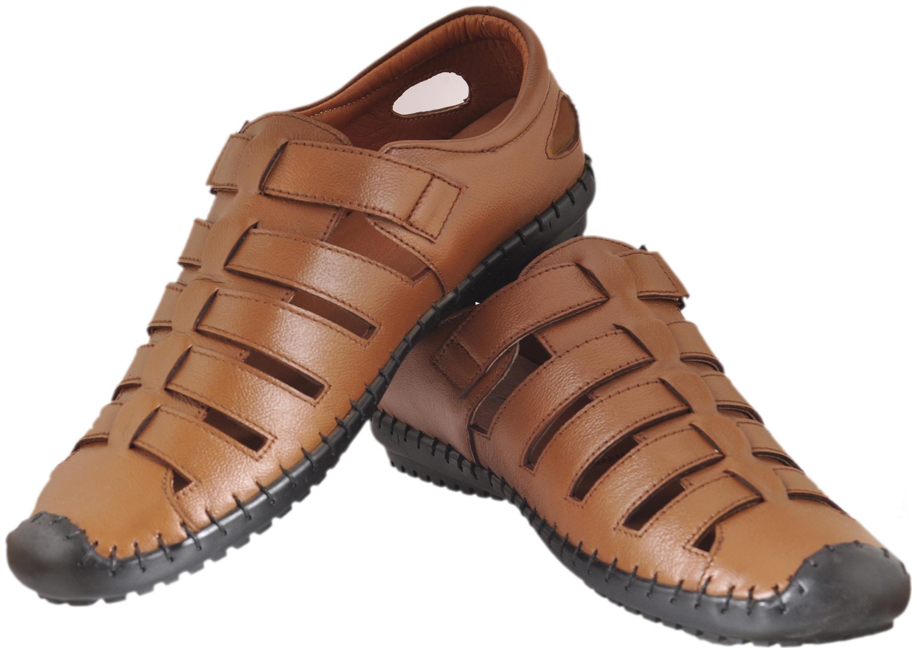

BRIGHT HORSE Men Tan Shoe-Style Sandals