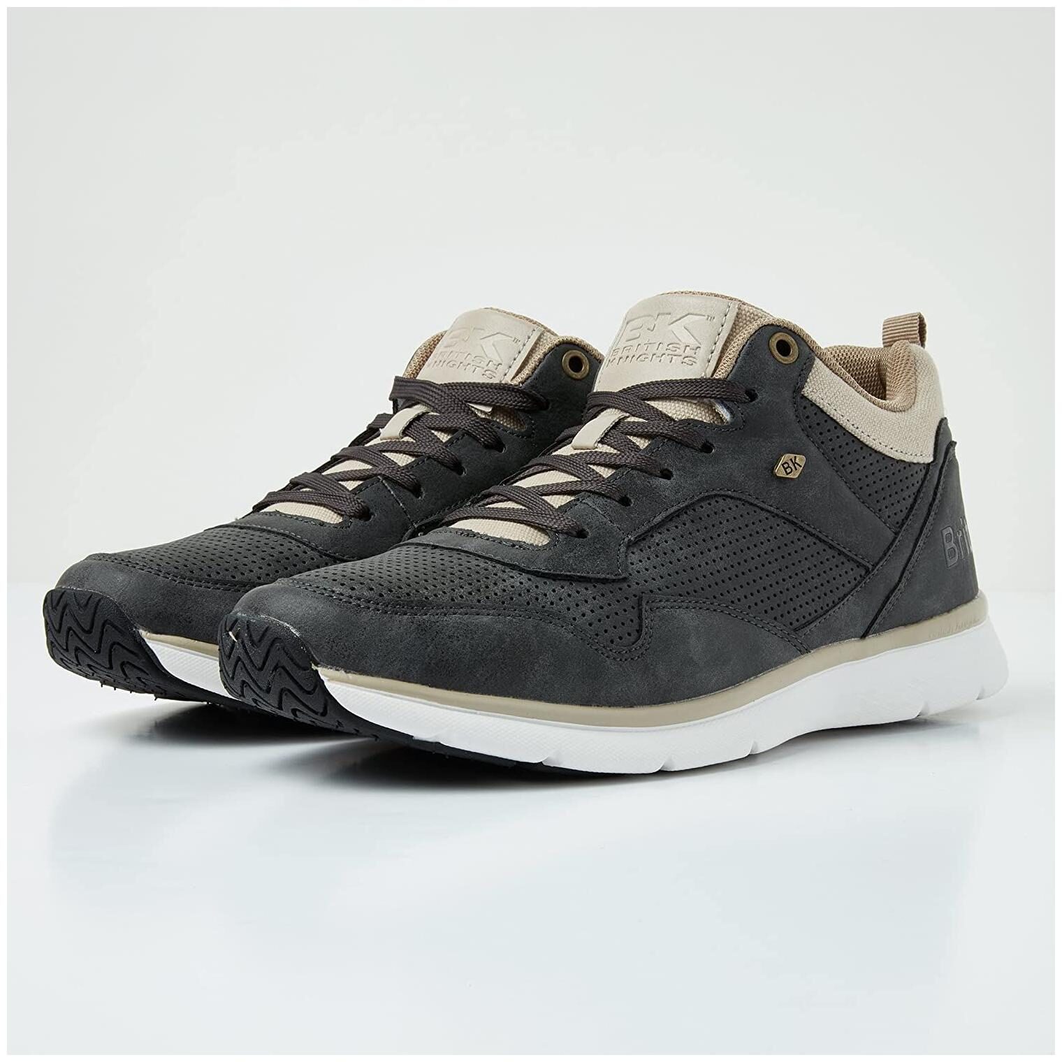 

British Knights Mens Casual Shoes Steel MID PU Canvas Black Beige Size-10