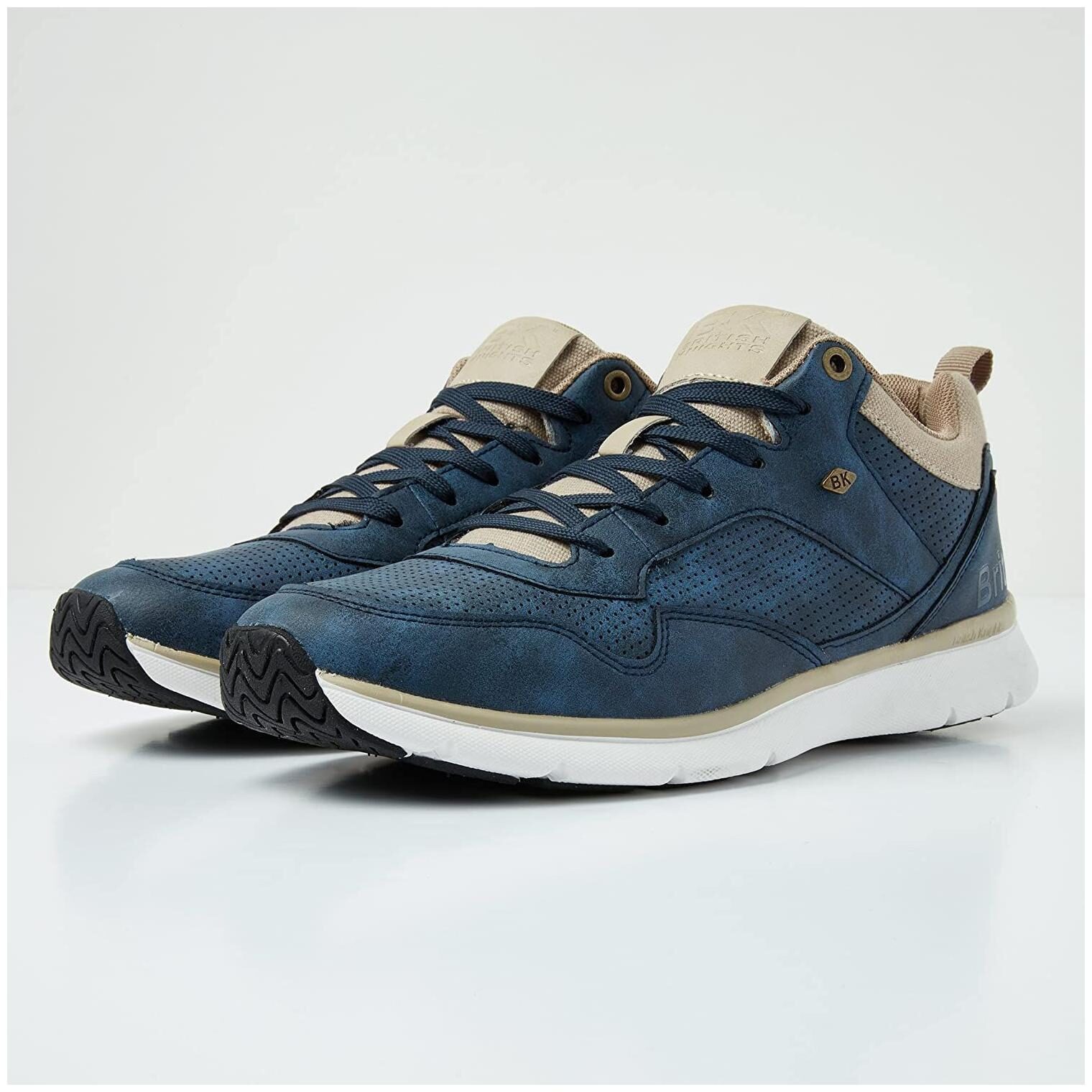 

British Knights Mens Casual Shoes Steel MID PU Canvas Navy Beige Size-9