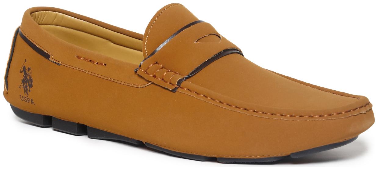 

U S Polo Assn Men Brown Loafers - BROWN CONTRAST SOLE PENNY POCKET LOAFERS