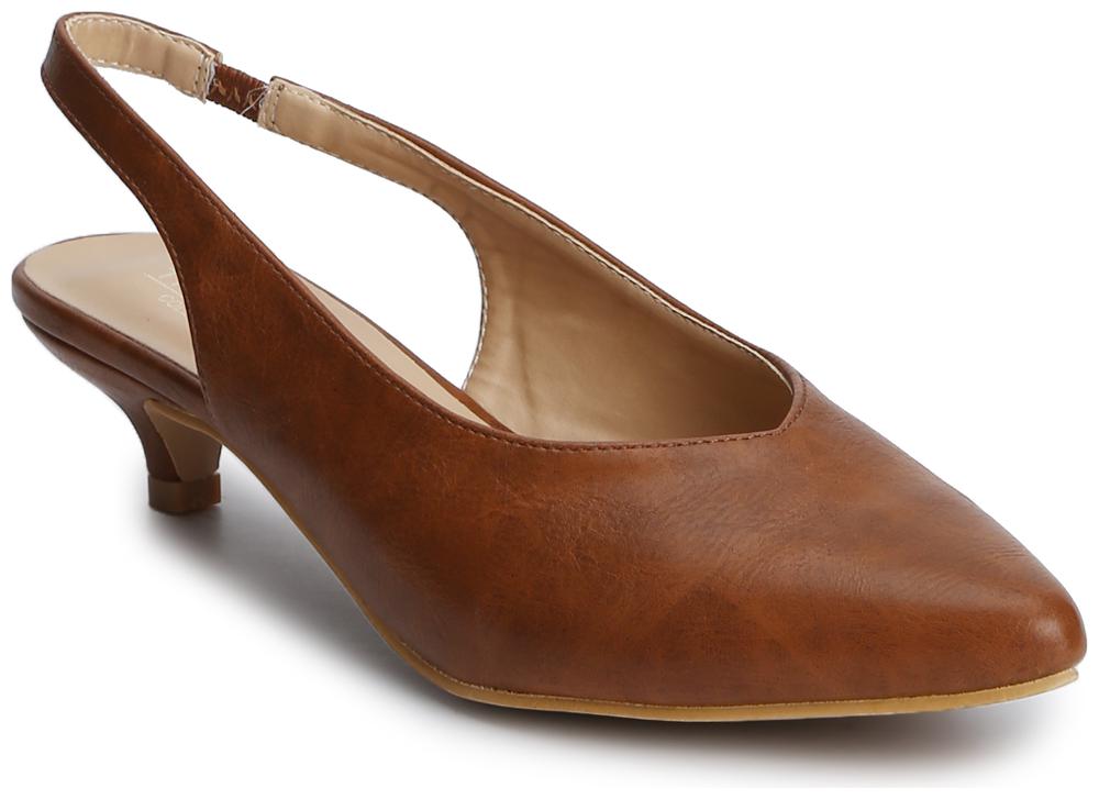 

Brown PU Back Strap Low Heel Sandals