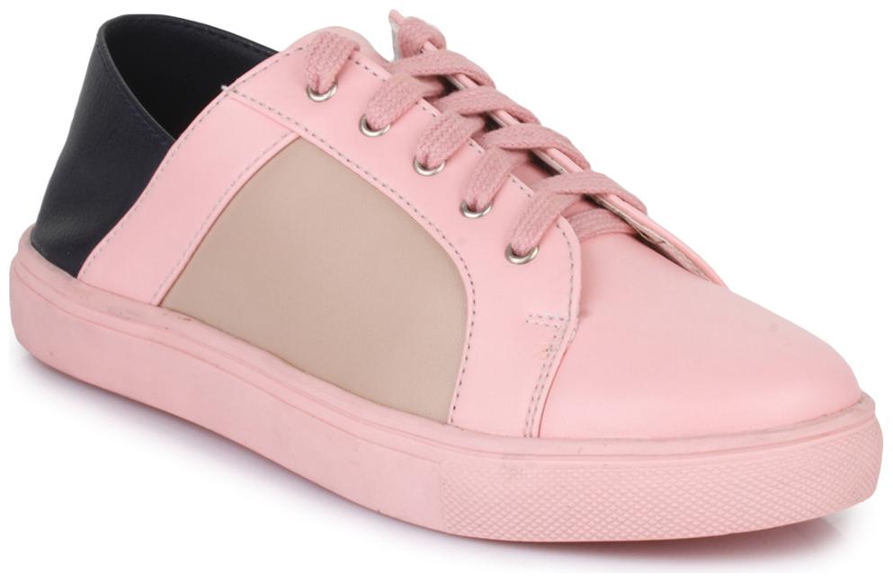 

Bruno Manetti Women Black-Pink Faux Leather Sneakers