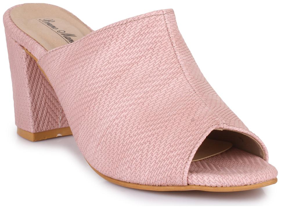 

Bruno Manetti Women Pink Faux Leather Block Heel