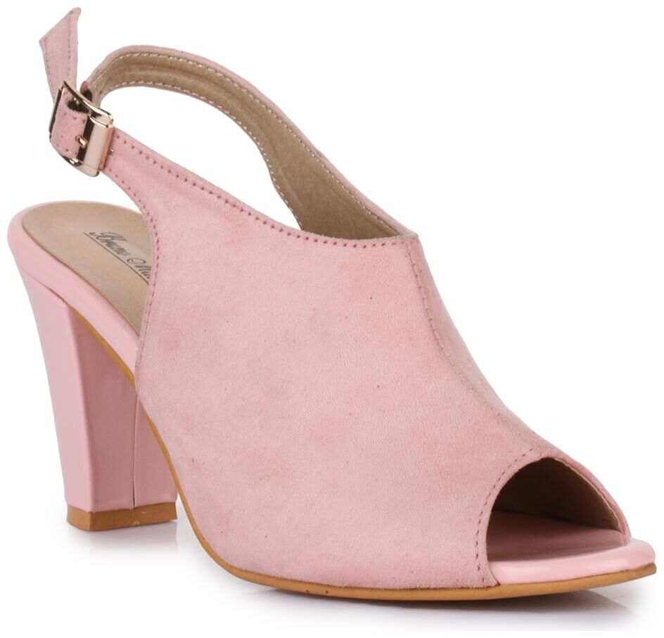 

Bruno Manetti Women Pink Suede Leather Block Heel