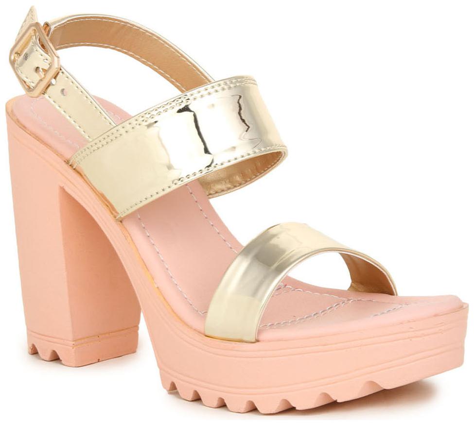

Bruno Manetti Women Gold Patent Leather Block Heels