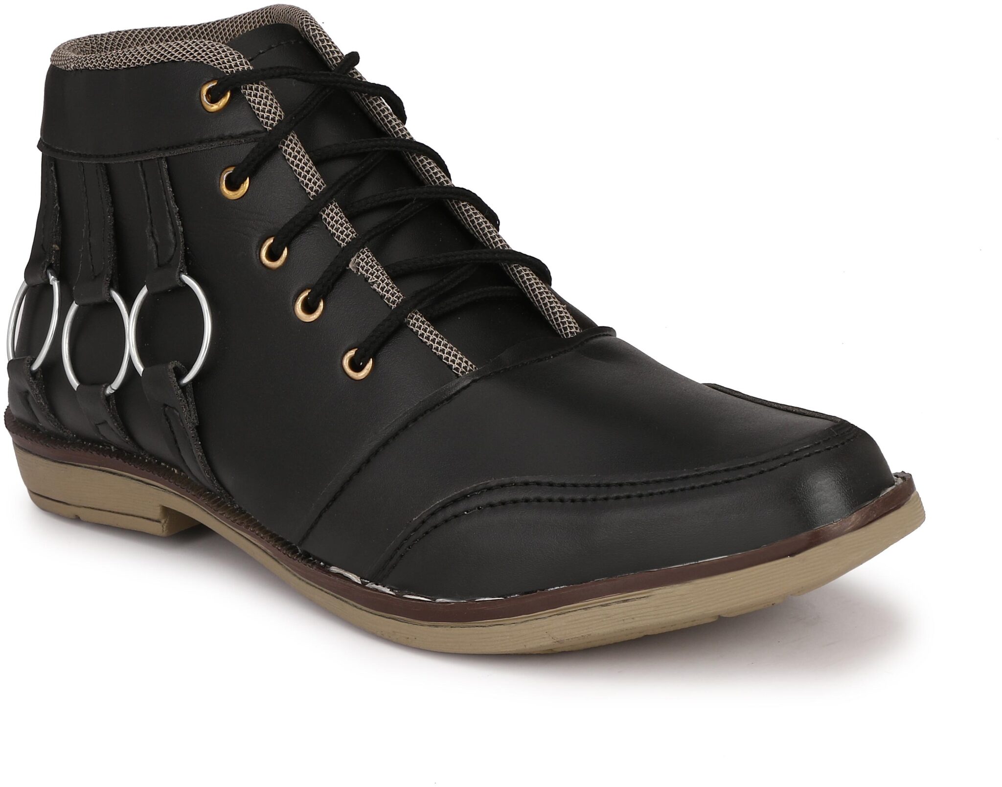 

Bucik Men S Black Synthetic Leather High Ankle Casual Shoes