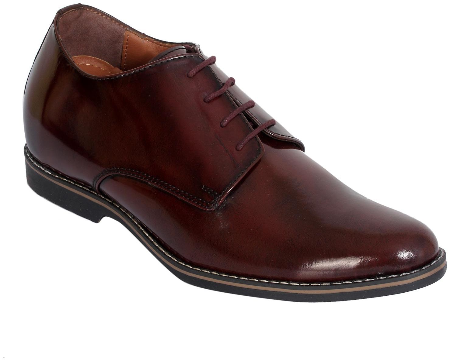 

Burgundy Formal Dual Tone Brush Off Glossy Height Increasing Leather Shoes for Men Wedding Party Men s Dress Wear Lace Up Genuine Pure Leather Stylish Trending Latest Italian Design