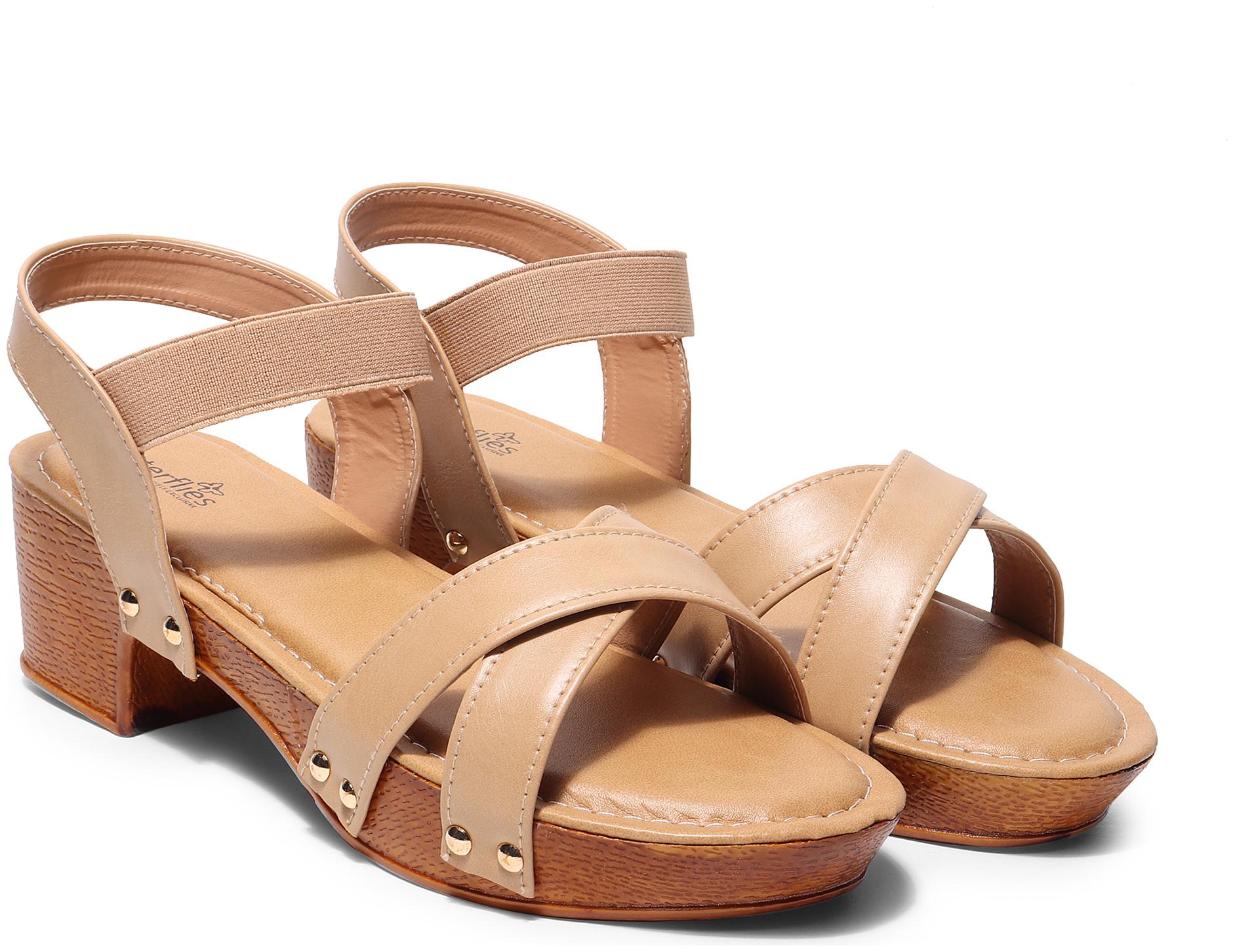 

Butterflies Women Beige Heeled Sandals