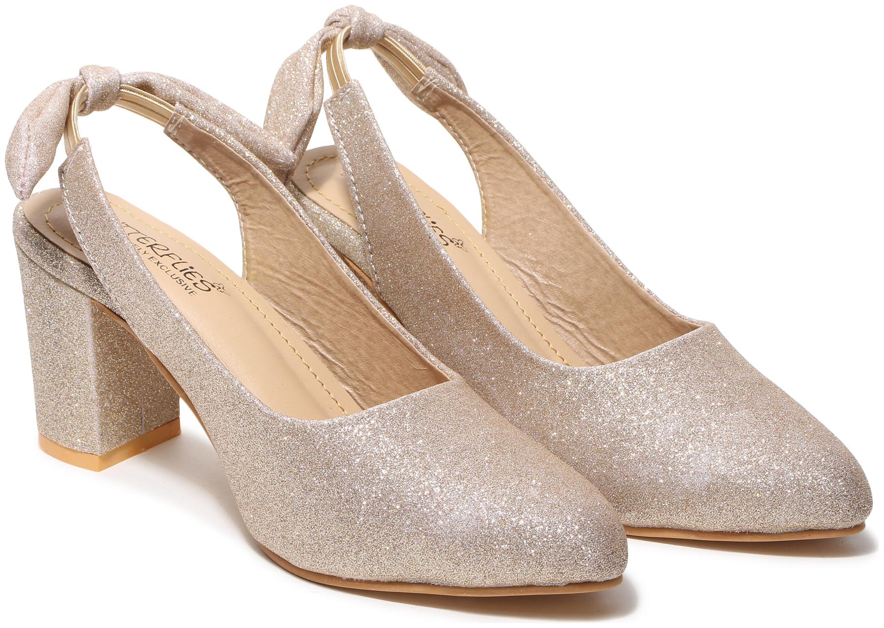 

Butterflies Women Gold Heeled Sandals