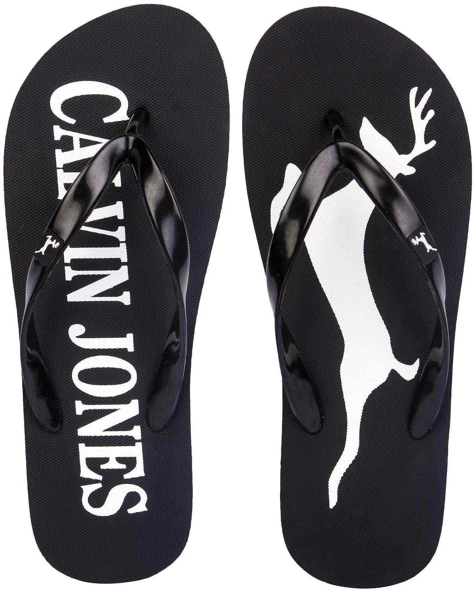 

Calvin Jones Men s Casual Black White Slippers