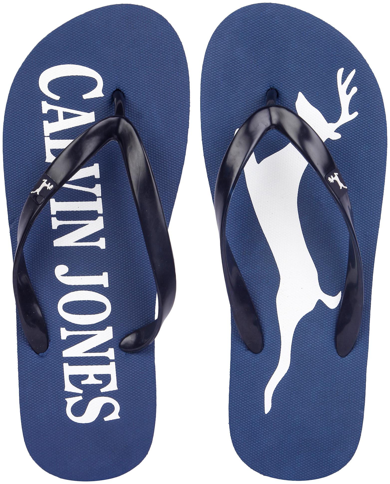 

Calvin Jones Men s Casual Navy White Slippers