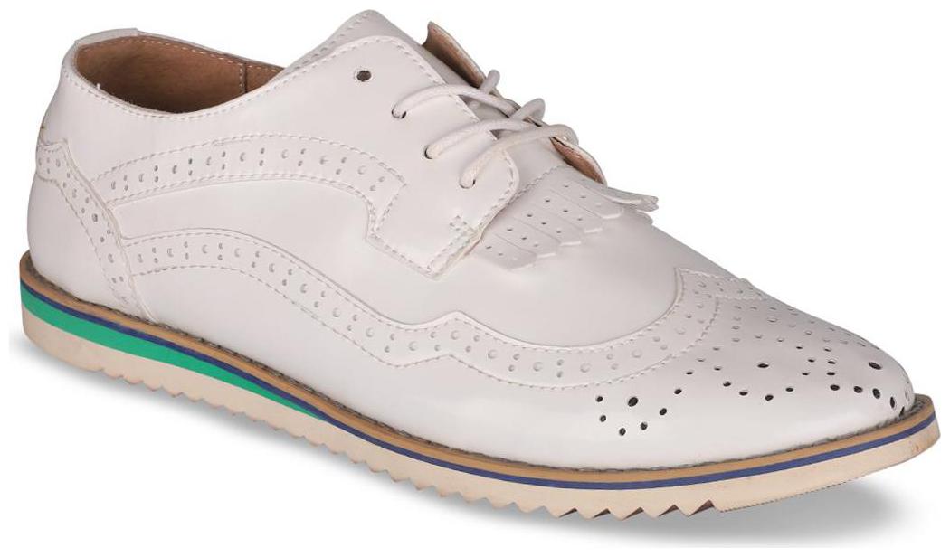 

Enso Men White Casual Shoes - ENSO MEN S BLACK WHITE IMPORTED PATENT BROGUE LEATHER CASUAL SHOES - A-3701