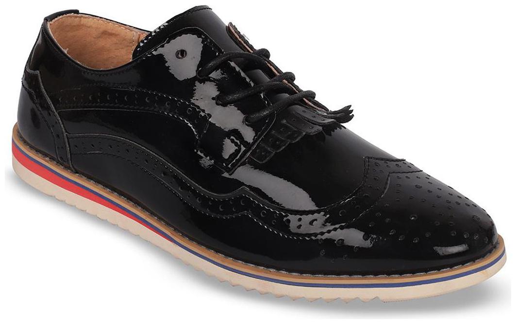 

Enso Men Black Casual Shoes - ENSO MEN S BLACK WHITE IMPORTED PATENT BROGUE LEATHER CASUAL SHOES - A-3701