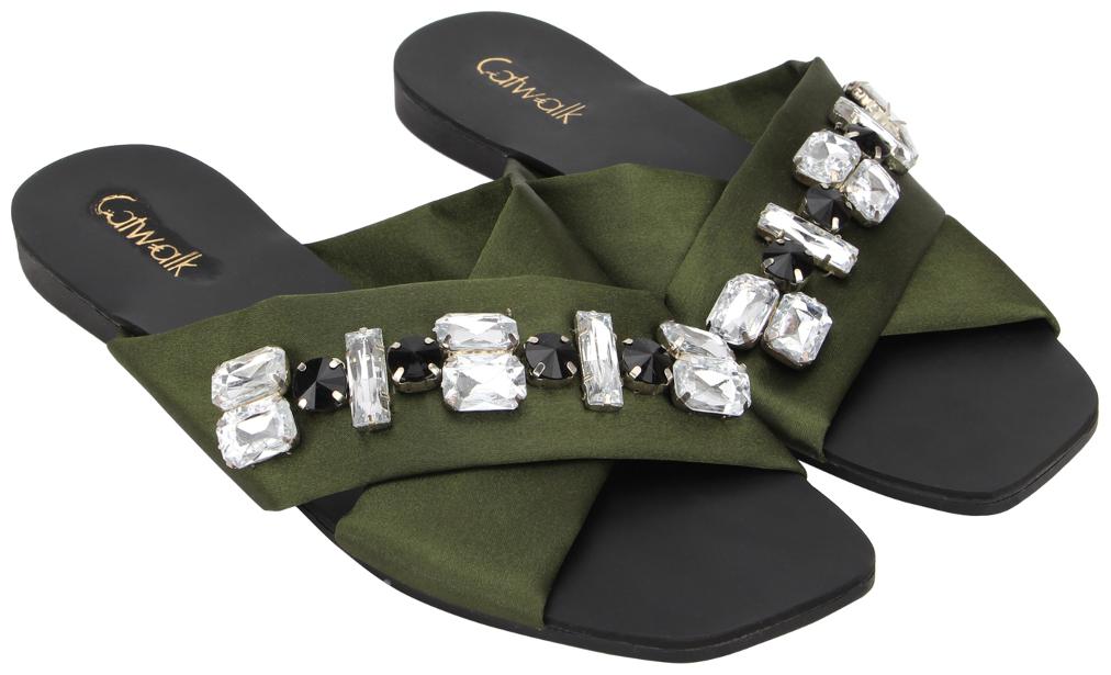 

Catwalk Women Green Open Toe Flats