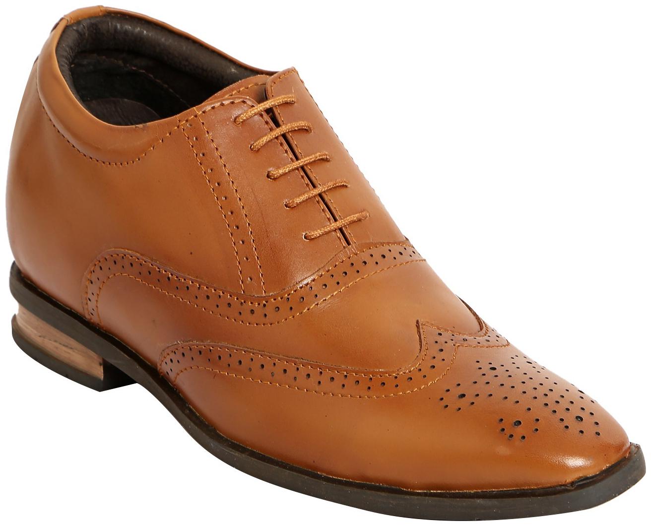 

Celby Height Increasing Elevator Lace up Brogue Style Tan Elevator Shoes for Men s