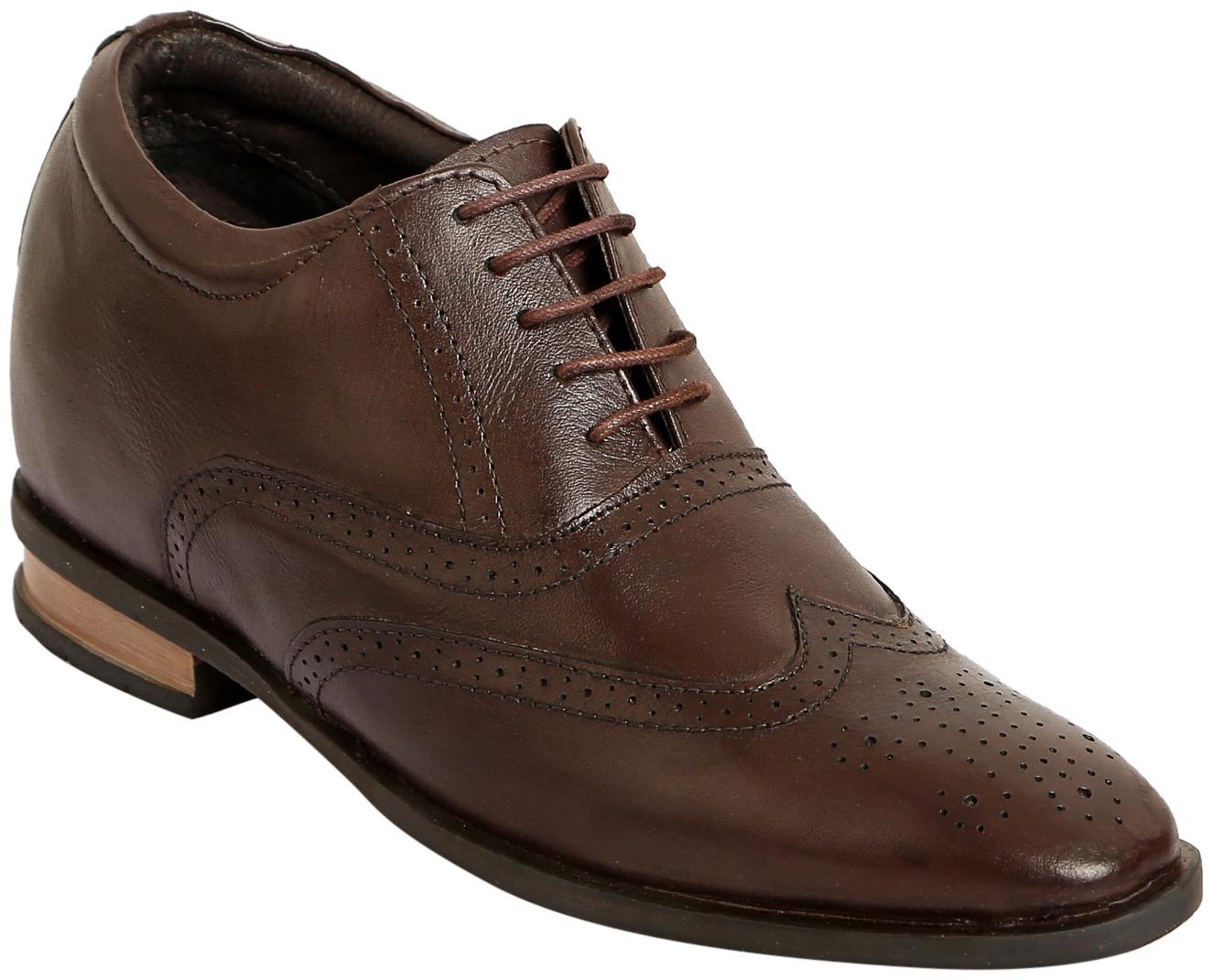 

Celby Height Increasing Elevator Lace up Brogue Style Brown Elevator Shoes for Men s