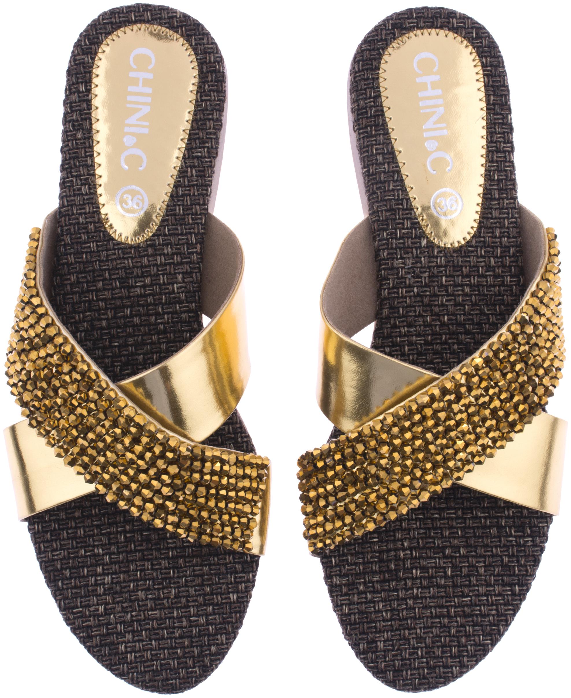 

CHINI C Women Gold Sandals