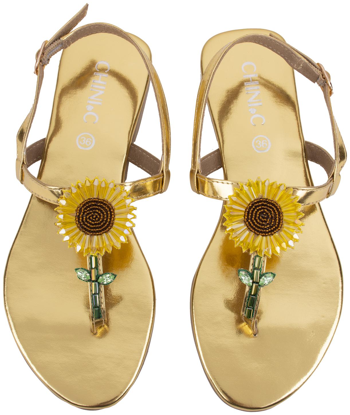 

CHINI C Women Gold Sandals
