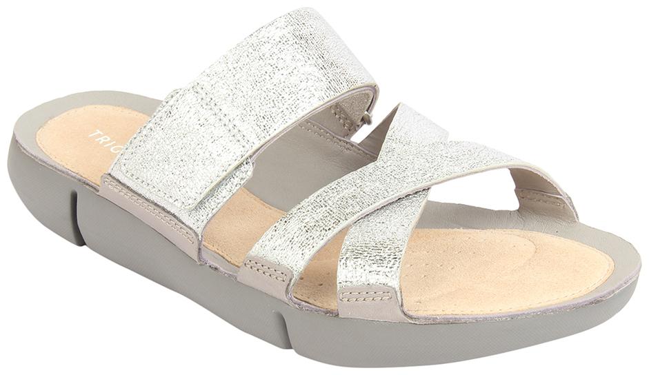 

Clarks Leather Solid Silver Casual Slippers For Women