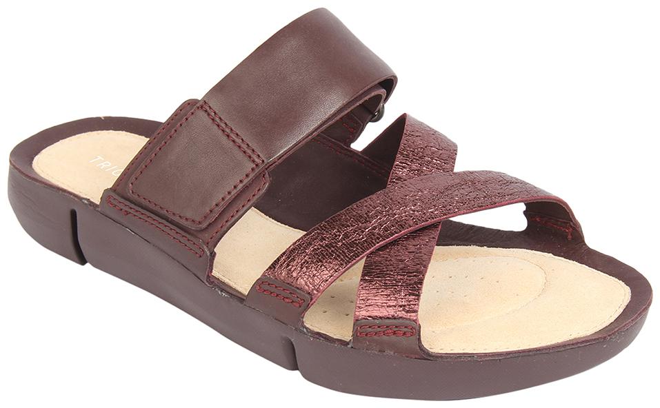 

Clarks Leather Solid Burgundy Casual Slippers For Women