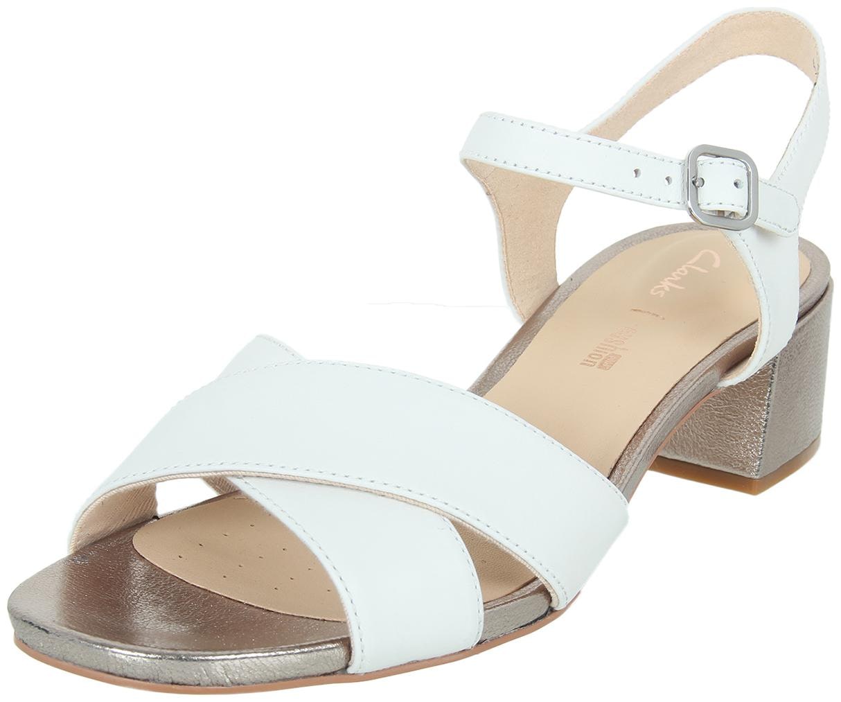 

Clarks Women White Heeled Sandals
