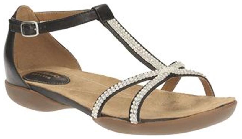 

Clarks Women Raffi Star Black Leather Sandals