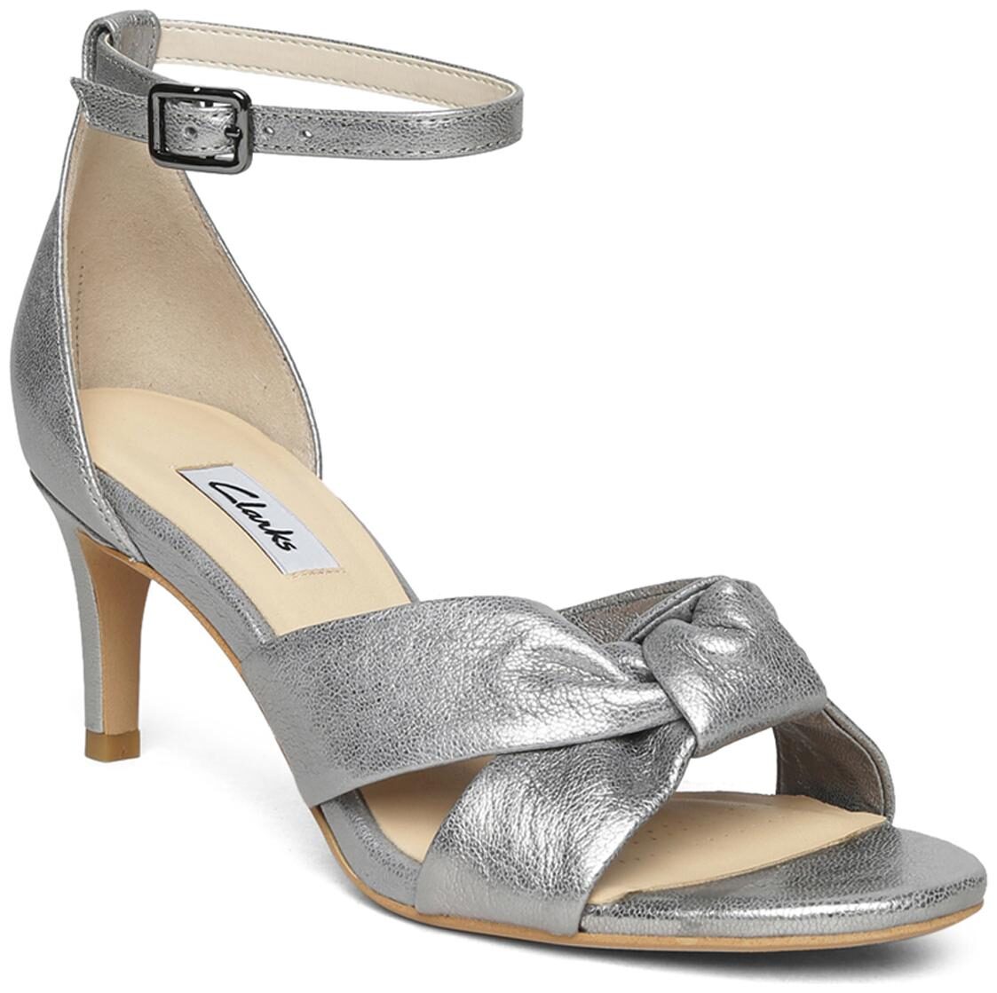 clarks silver heels