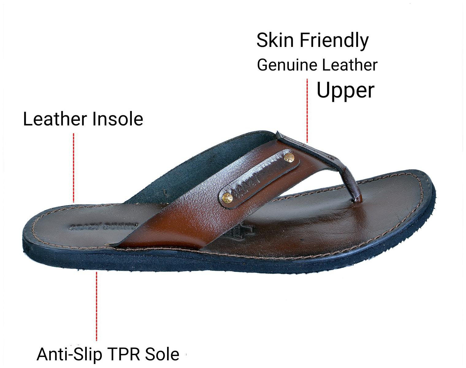 

Crazy Bunny Men Brown Leather Slippers