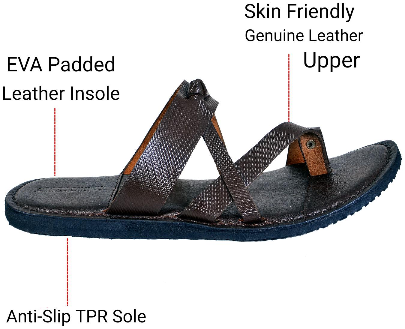 

Crazy Bunny Men Brown Leather Slippers