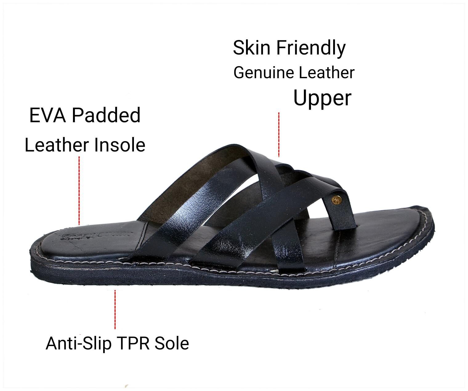 

Crazy Bunny Men Black Leather Slippers