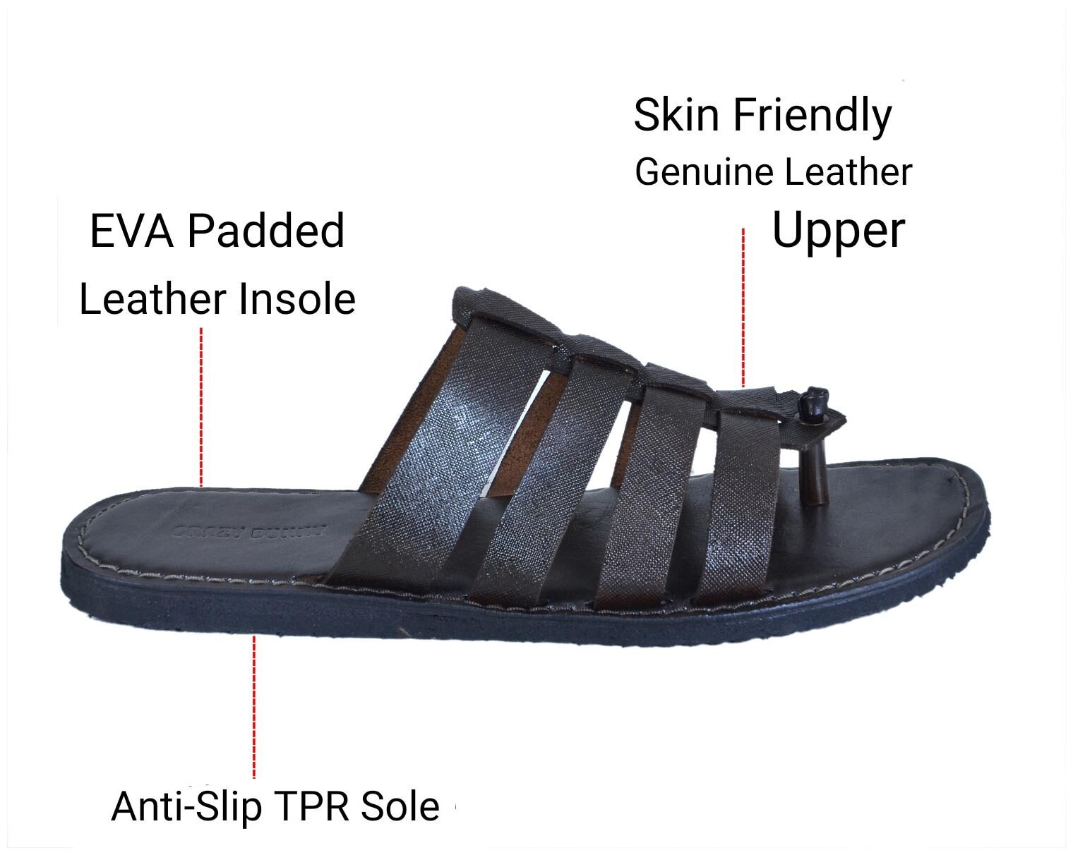 

Crazy Bunny Men Brown Leather Slippers
