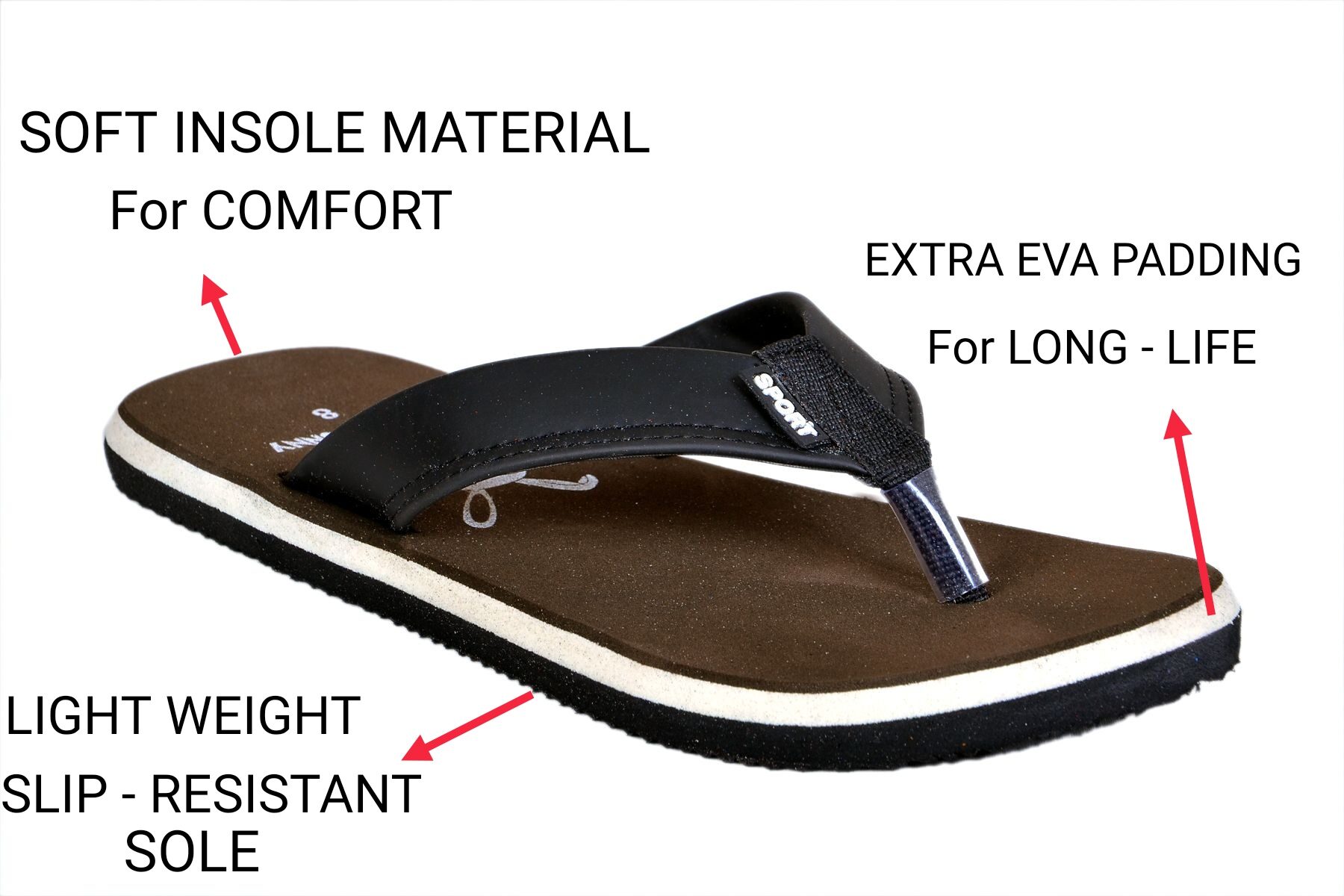 

Crazy Bunny Men Brown Flip-Flops