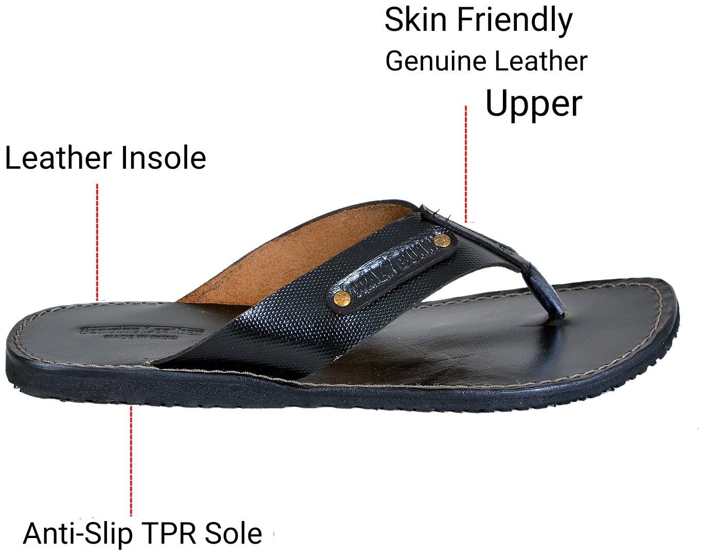 

Crazy Bunny Men Black Leather Slippers