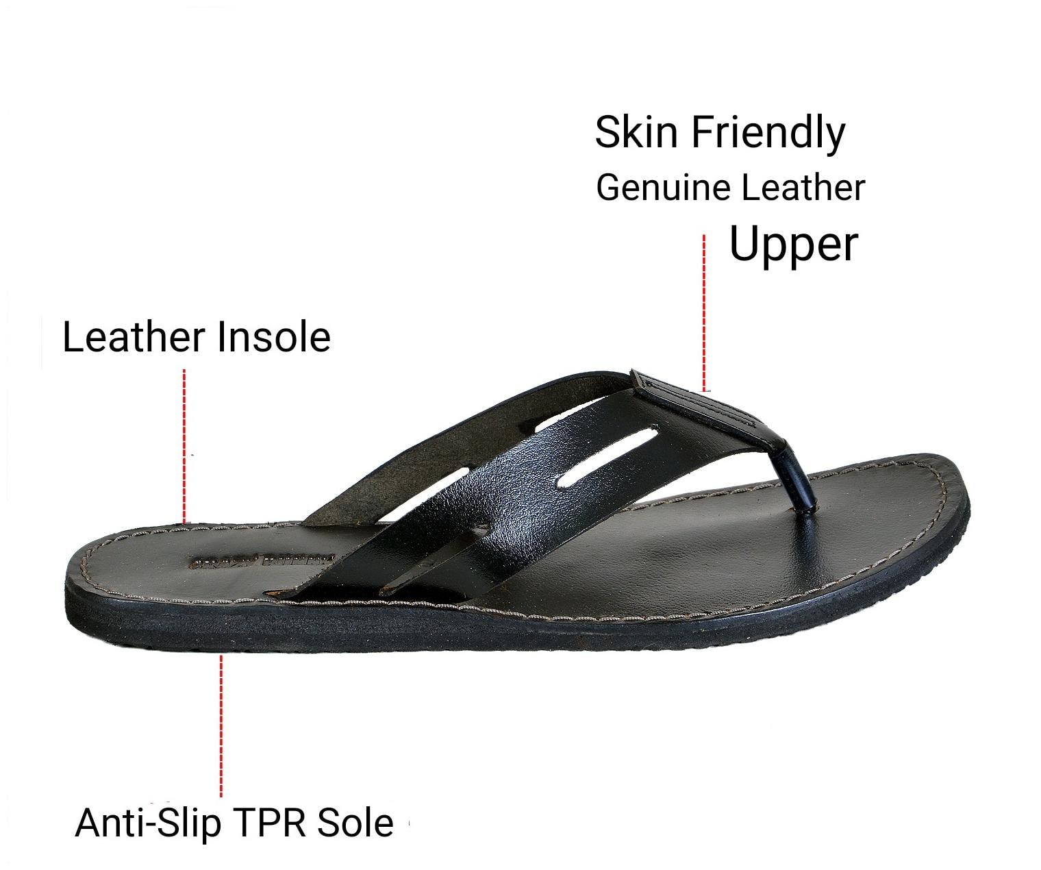 

Crazy Bunny Men Black Leather Slippers