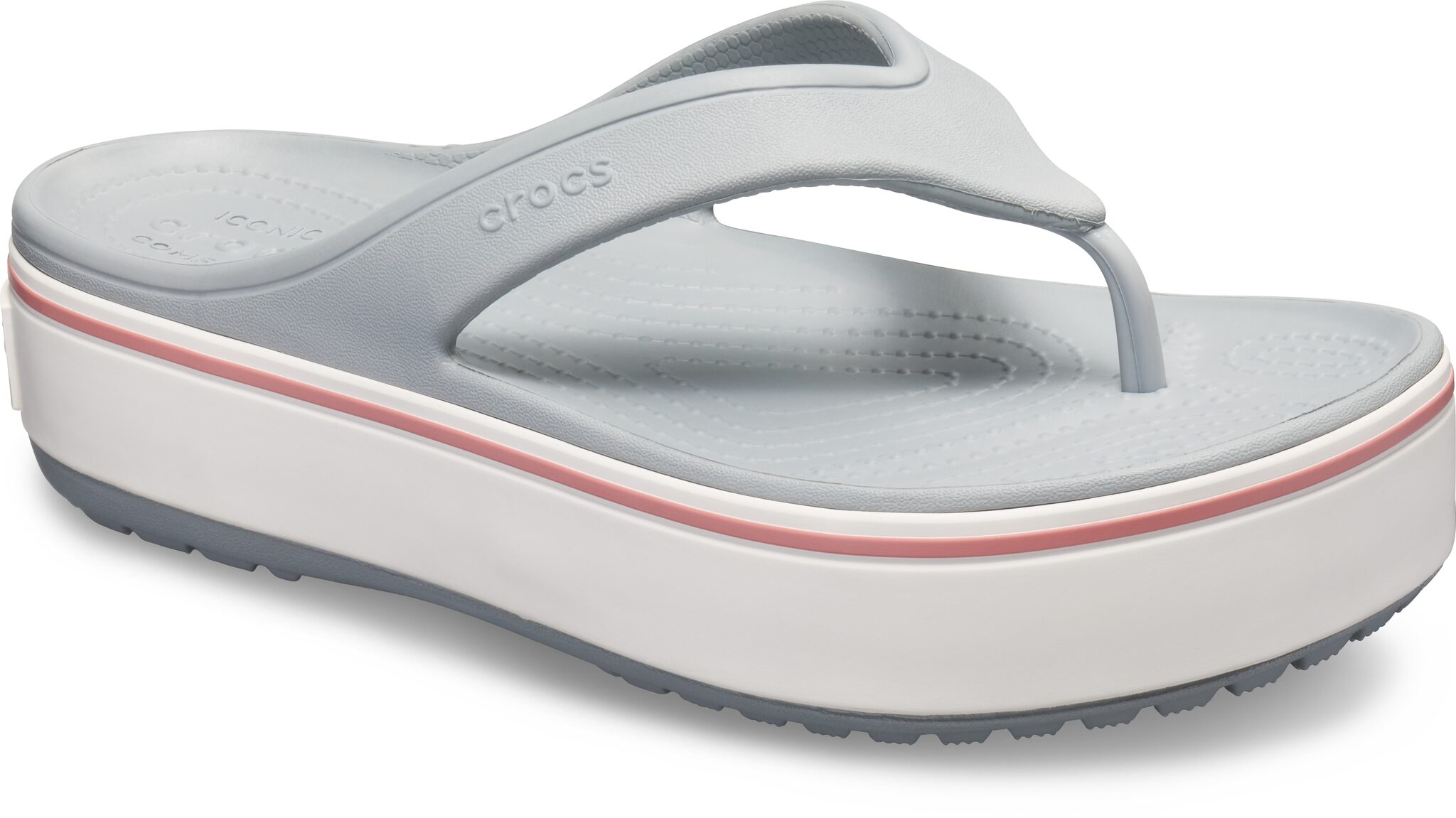 

Crocs Women Grey White Crocband Slippers 205681-04M