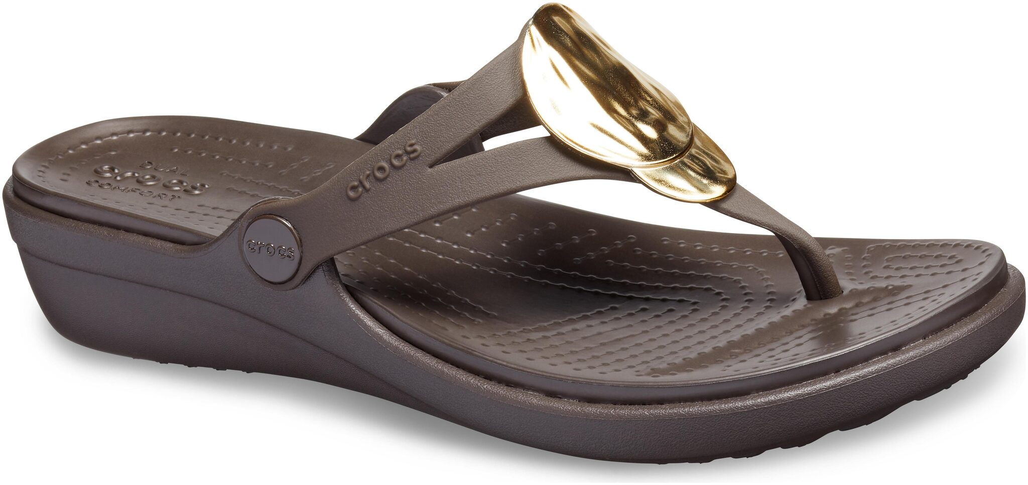 

Crocs Women Brown Gold Sanrah Liquid Metallic Sandals 205734-71C