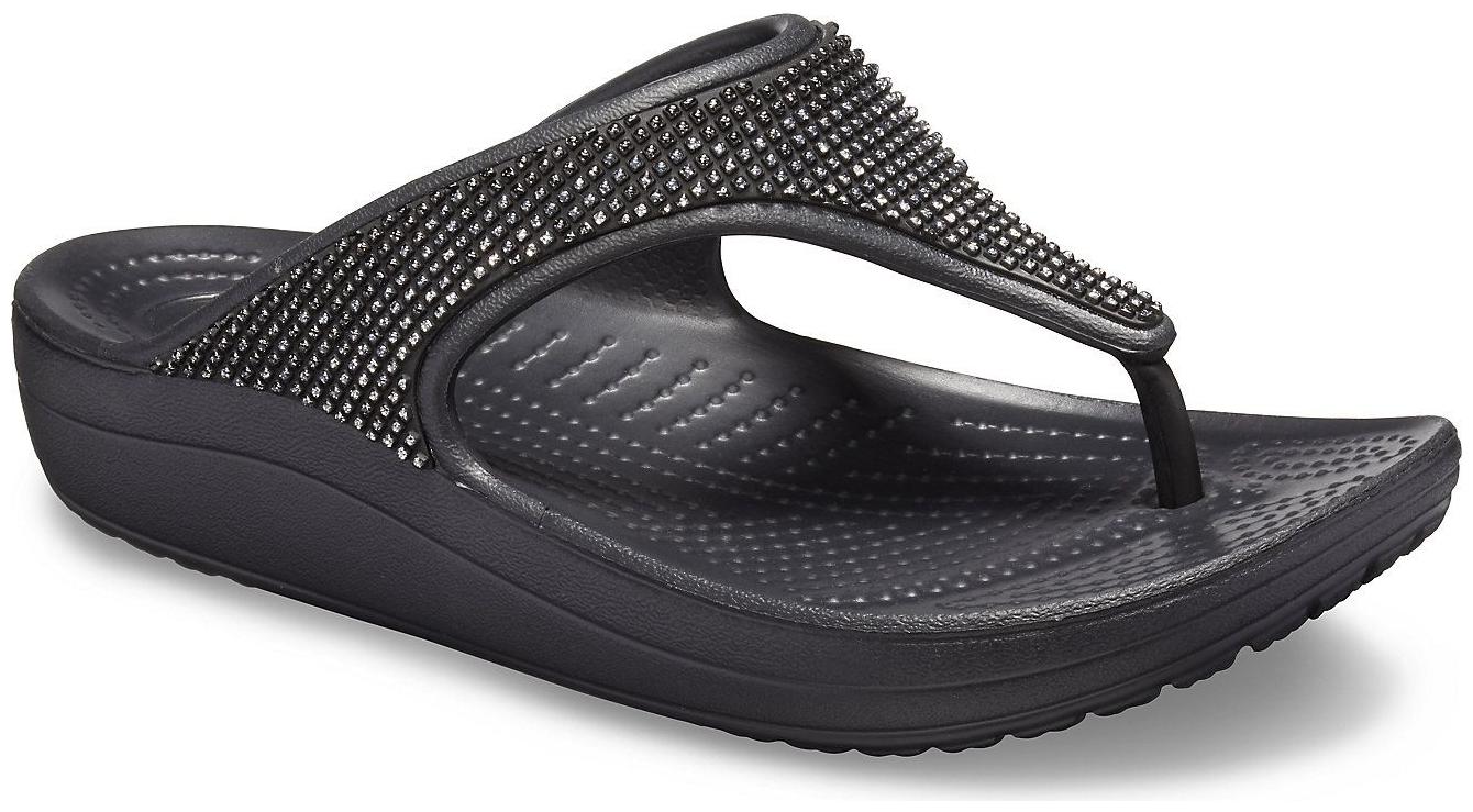 

Crocs Womens Sloane OmbreDiamante Flip flop Black