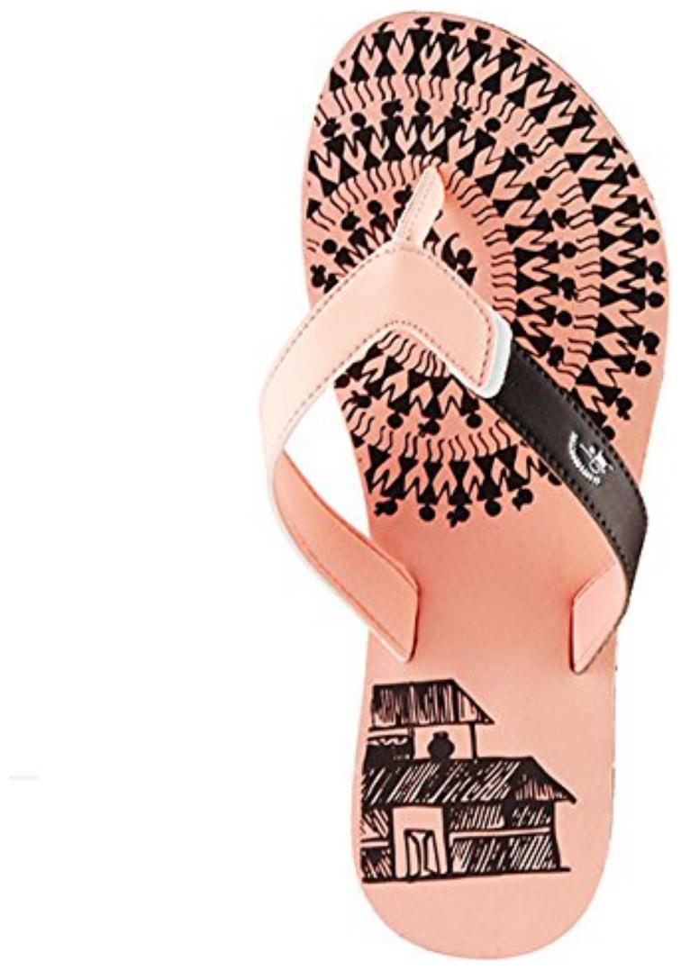 

Desimotifs Women s Peach PU Flipflops -4 (UK)