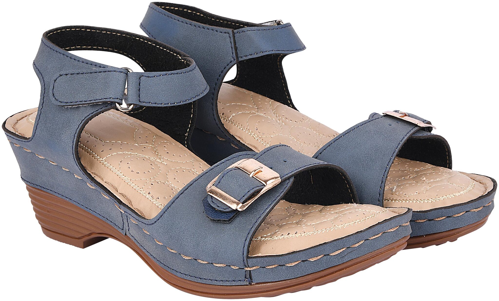 

Do Bhai Women Blue Heeled Sandals