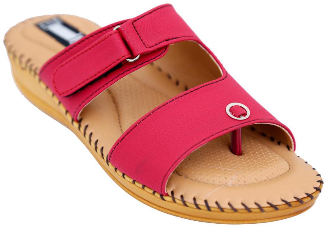 

DR SOLE COMFORTABLE VELCRO FLATS FOR WOMEN BY 1 WALK-CHERRY