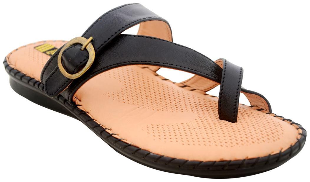 

DR SOLE COMFORTABLE STYLISH LEATHER FLATS FOR WOMEN BY 1 WALK-BLACK