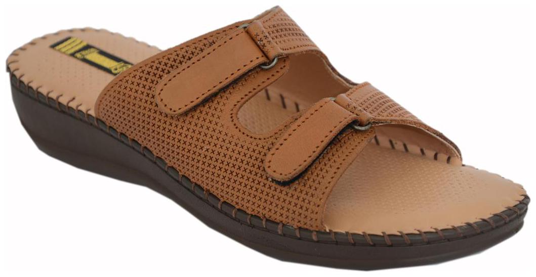 

DR SOLE VELCRO COLLECTION LEATHER FLATS FOR HER BY 1 WALK-TAN